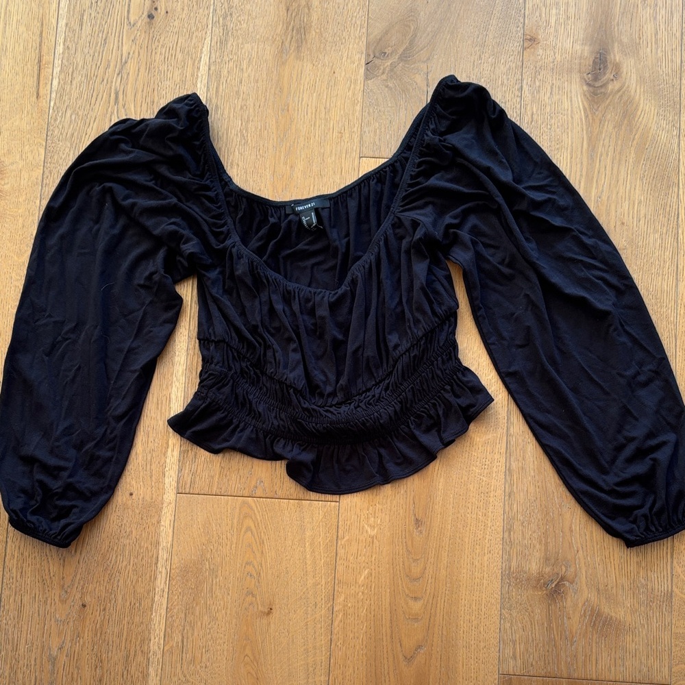 Forever 21 Black Ruched Blouse